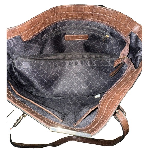 Kelly & Katie Brown Faux Alligator Leather Tote Bag Purse Shopper - Picture 4 of 6